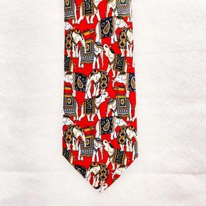 Rene Chagal Handmade Necktie Silk Circus Elephants Design L59"